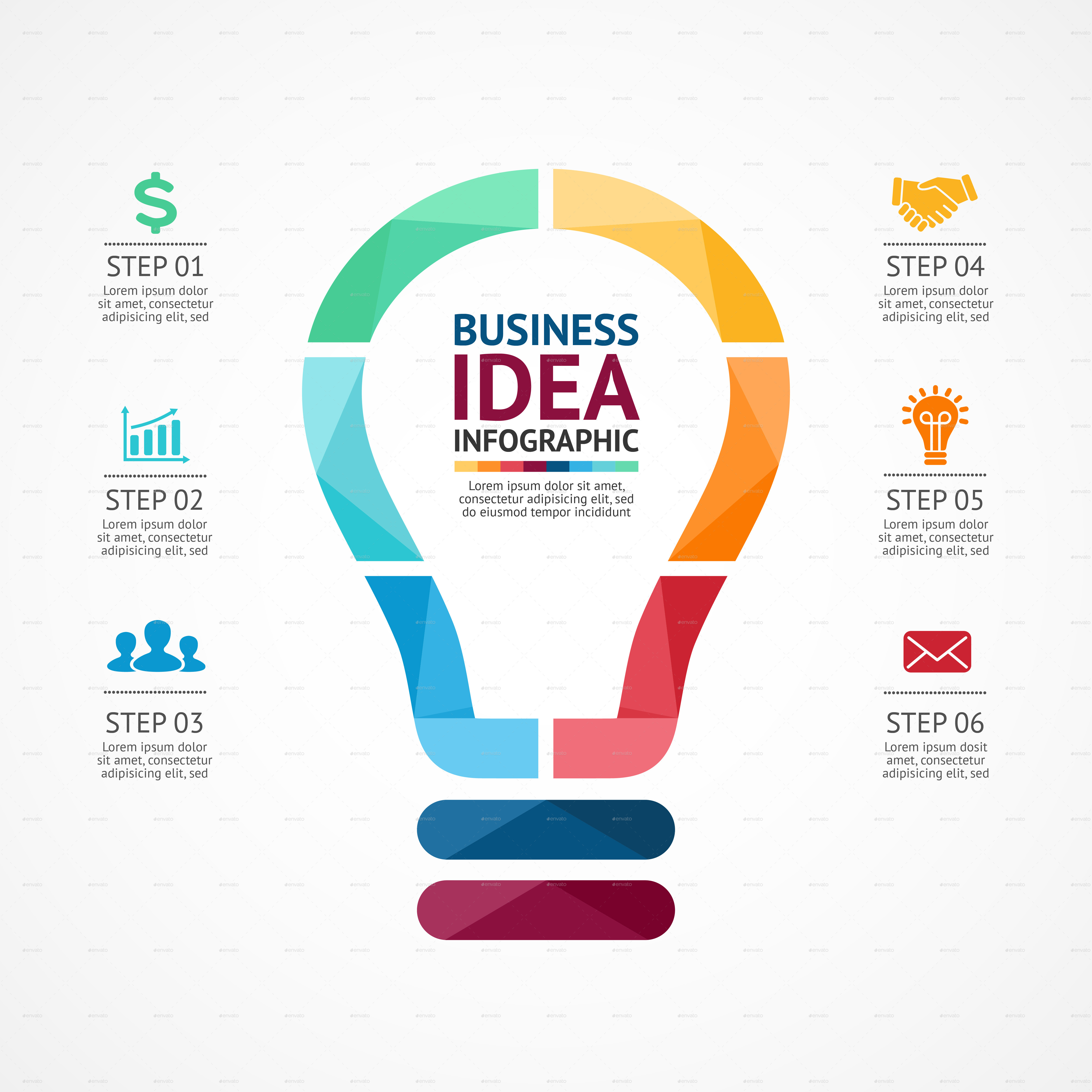 4 Light Bulbs Infographics, Infographics GraphicRiver